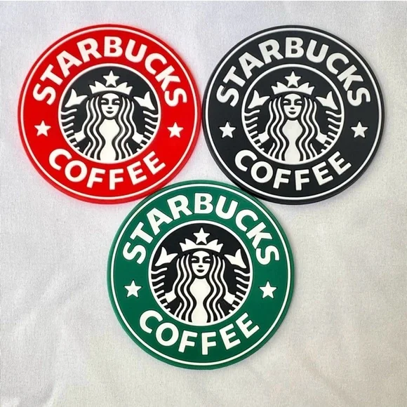 Starbucks Red, Black, and Green Logo Coasters set of 4