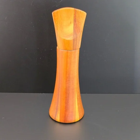 Nambe Wood Pepper Mill‎ Grinder 10 Inch Tall Mid Century Modern Sculptural Brown