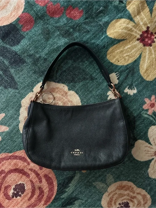 Coach Black Pebbled Leather Shoulder Bag | Sutton Hobo