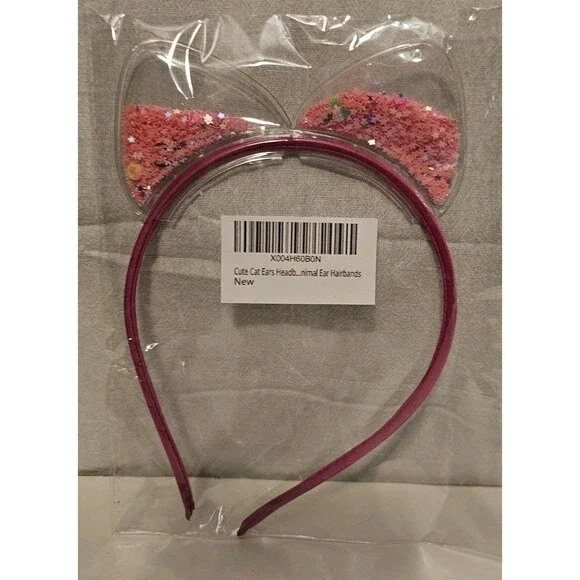 Cat Ears Headband Pink Glitter Confetti