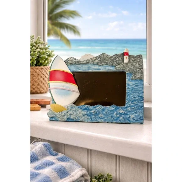 Vintage‎ Nautical Windsurfer Lighthouse 3D Resin Picture Frame Beach Decor 4x3