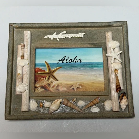 Hawaii Aloha Coastal Seashell and Starfish Neutral 4x6 Picture Frame Decor