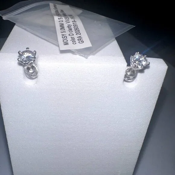 Moissanite Stud Earrings 0.5 Carat Sterling Silver