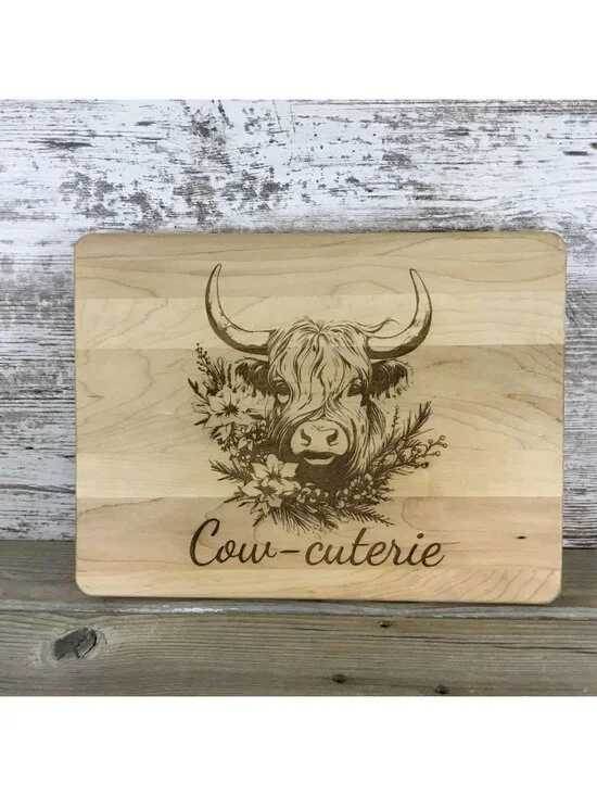 Cow-Cuterie Maple Engraved Cutting Board 11.5