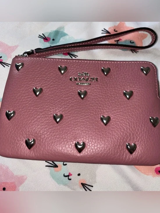 Coach silver hearts wristlet New