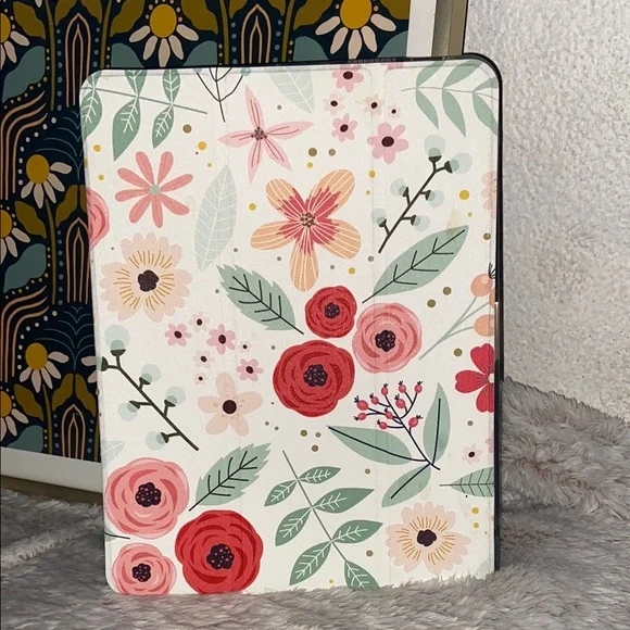 Floral Pattern Tablet Case - Pink & Green