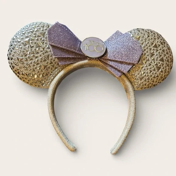 Disney  100 Years Gold and Purple Minnie Ears Headband