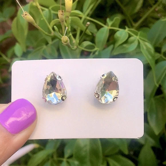 Classic Clear + Silver Crystal Pear Earrings