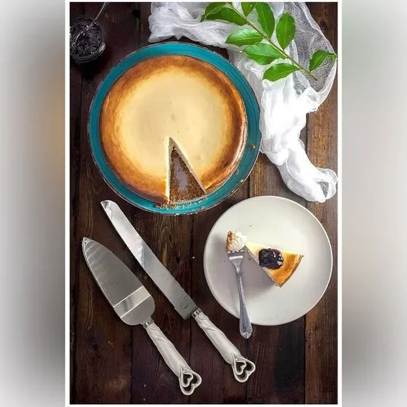 FASHIONCRAFT Hearts Handle Cake Knife & Server Set, Stainless Steel, 2-Piece