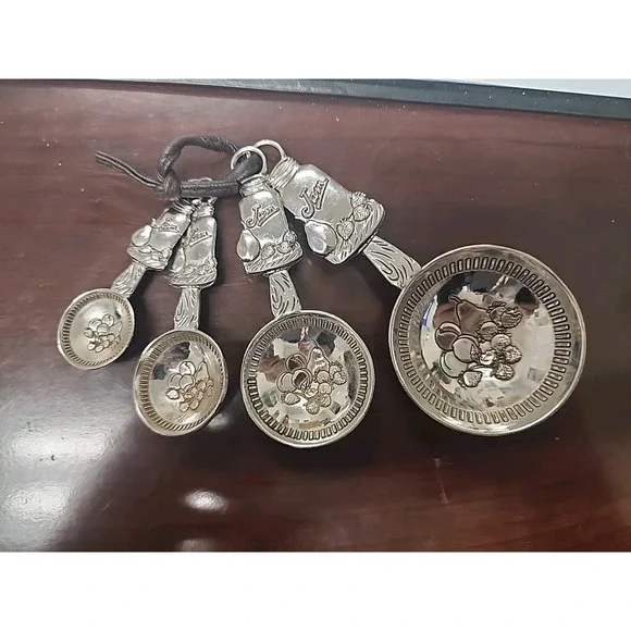 Jam Measuring Spoons, Stainless, Embossed With Fruit,‎ 4 pcs.