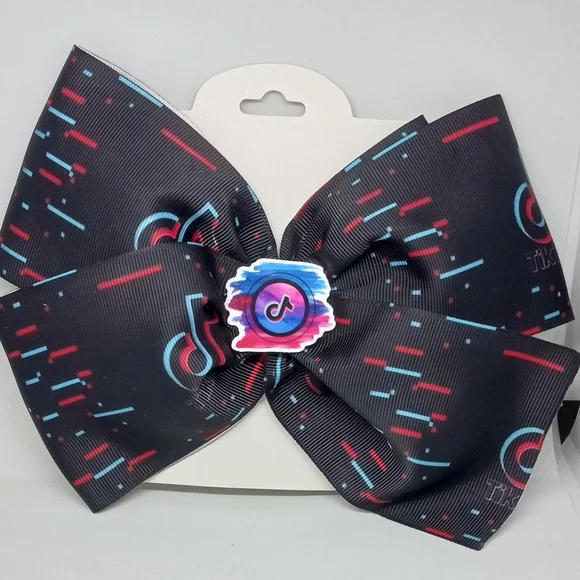 Black and Red Kids Hair Bow Tik Tok