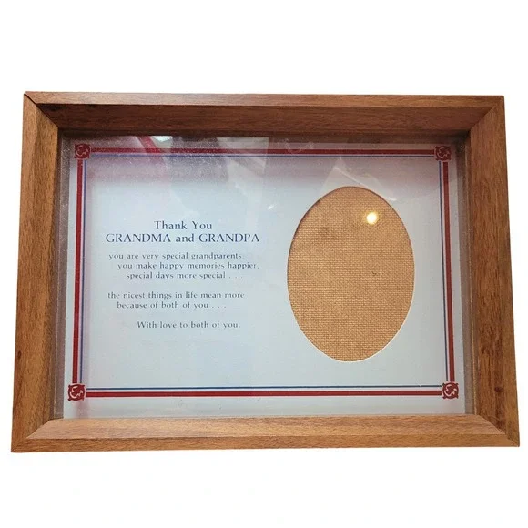 Abbey Press Wood Picture Frame Thank You Grandma and Grandpa Sentiment Gift‎ Vtg