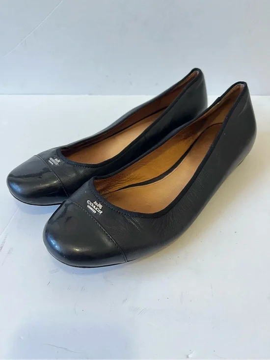Coach Black Leather Cap-Toe Ballet Flats size 10B