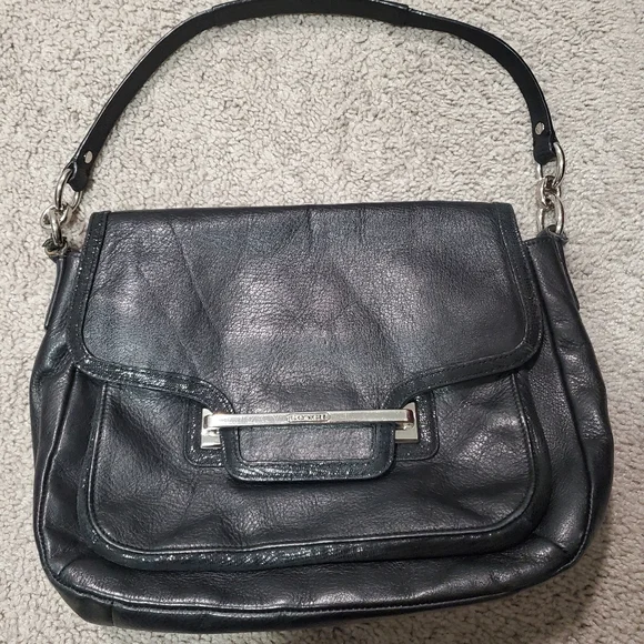 Coach Black Leather Shoulder Bag Comes With Coach Dust Bag