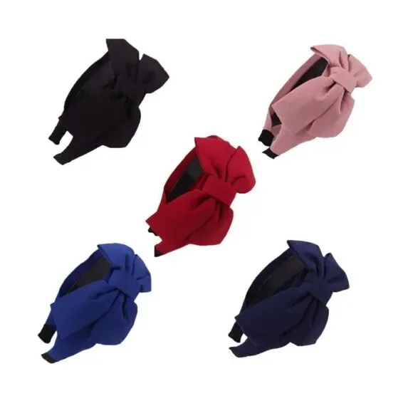 Girls Women Bow Headbands Solid Color 2x 5 pack (10) Pack One Size Fits Most NEW