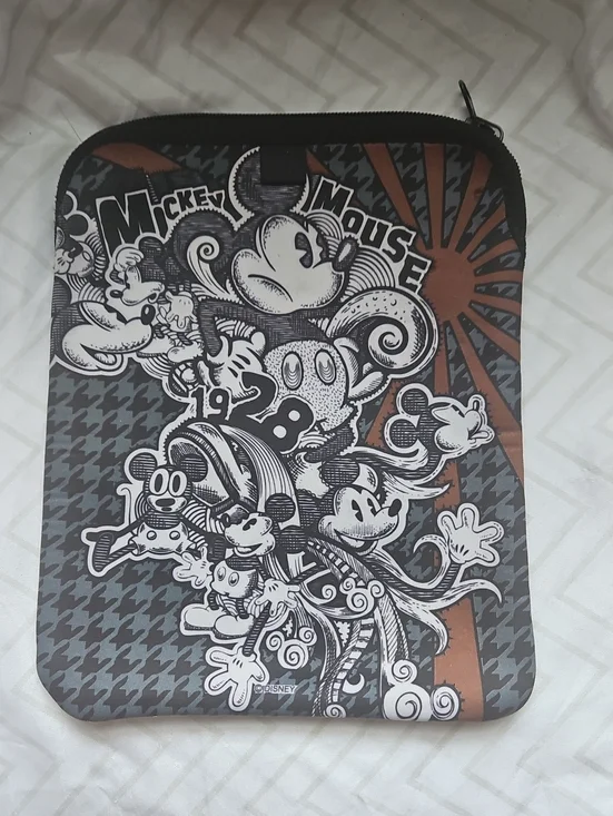 Mickey Mouse Graphic Tablet Sleeve — Black, Gray & Rust