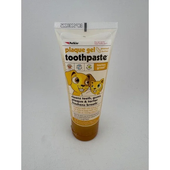Petkin Peanut Butter Plaque Gel Toothpaste for Dogs Cats Cleans Teeth Gums 2.5oz