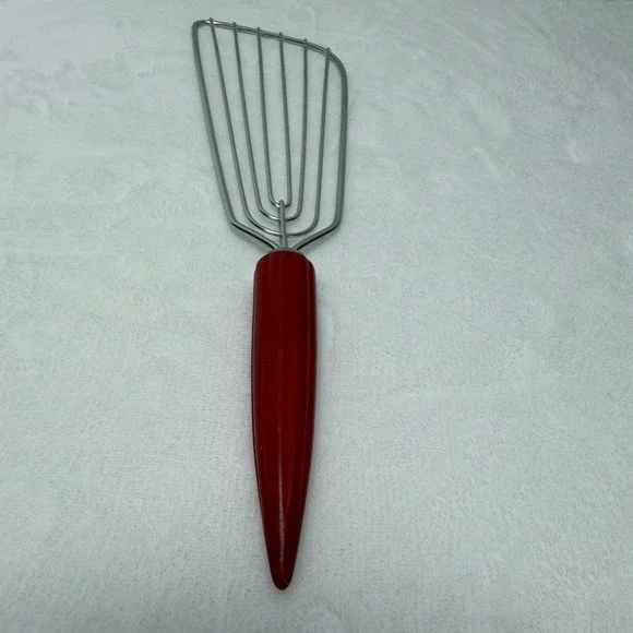 VTG Red Bakelite Handle Potato Masher Stainless Steel Retro MCM‎ Farmhouse