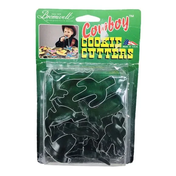 Vintage Bromwell Metal Western Cowboy Cookie Cutters 8 Count NIP USA Made NEW