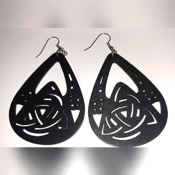 Gorgeous black hollow wooden earrings