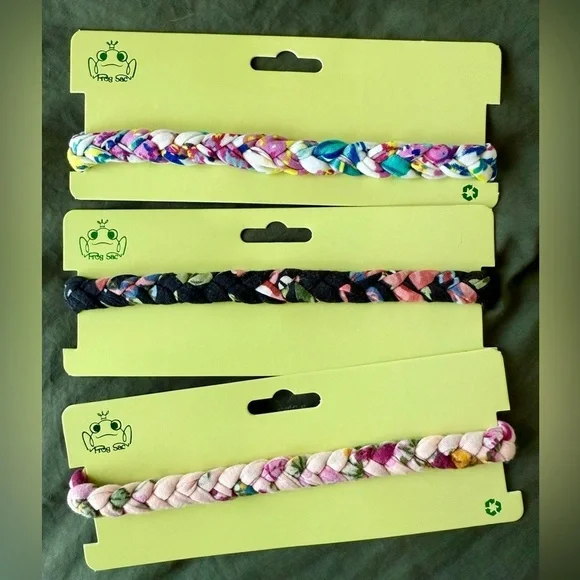 🐸 Frog Sac Braided Fabric Headbands (Set of 3)
