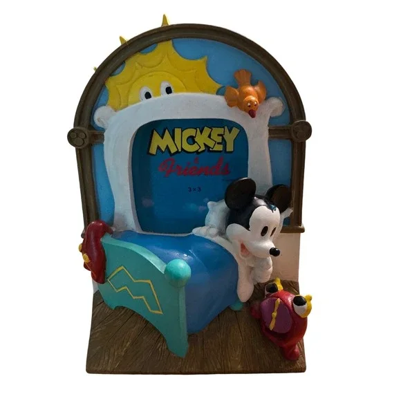 Disney Store Mickey Mouse & Friends 3D Resin Picture Frame 3x3 Bedtime Morning