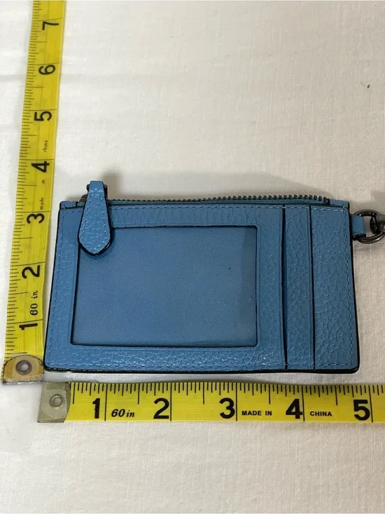 Coach Blue Leather Lanyard Card ID Case with Embossed Logo