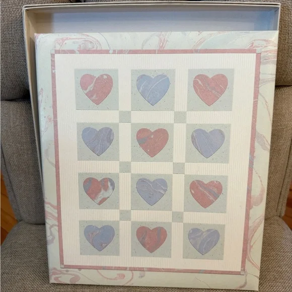 VTG Hallmark Heart Patterned Large Photo Album cottagecore wedding baby