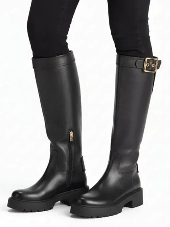 Coach Lilli Tall Riding Boots Leather Knee High Lug Sole