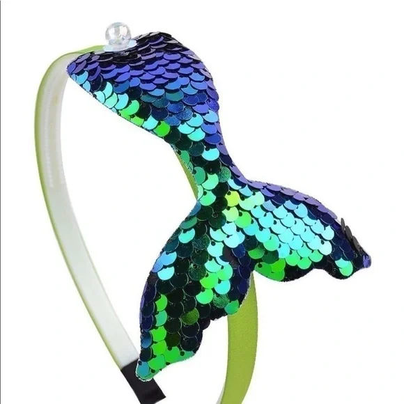HEADBAND. Green and blue sequins. Mermaid tail