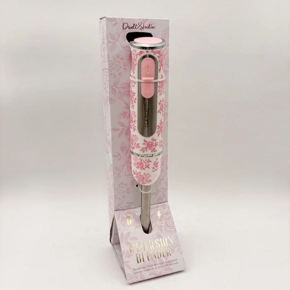Dwell Studio Immersion Blender 500W 2-Speed‎ Pink Floral Toile Hand Blender