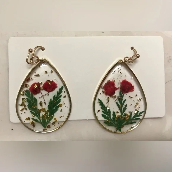 Red Floral Earrings