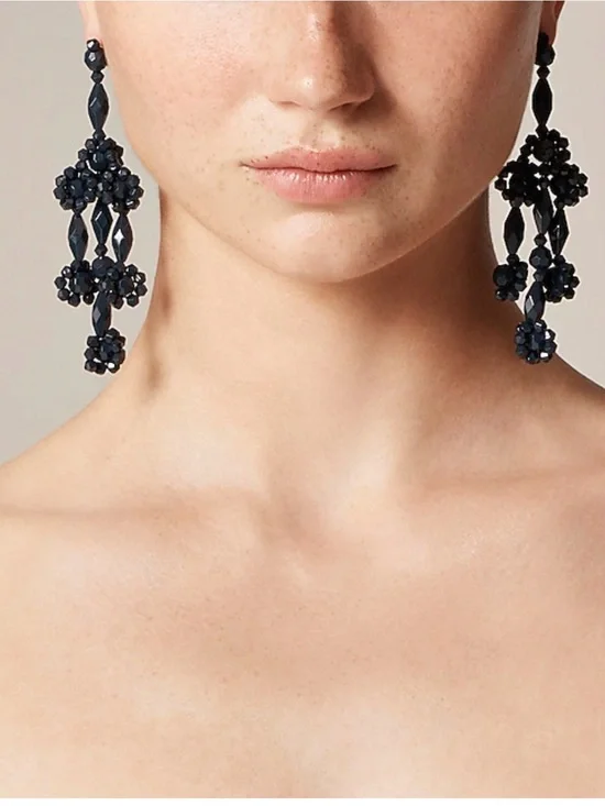 J. Crew Navy Beaded Cluster Drop Earrings
