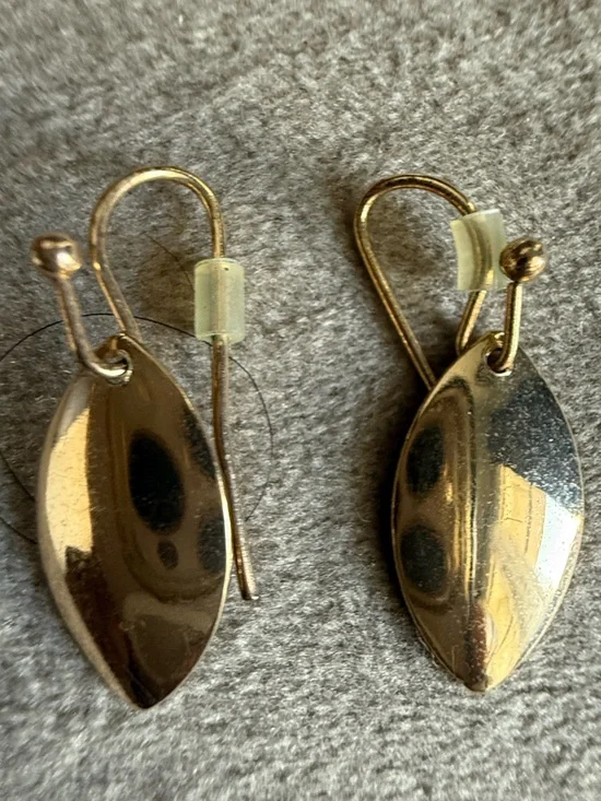 Gold-Tone Leaf Drop Earrings - Elegant Women's Jewelry