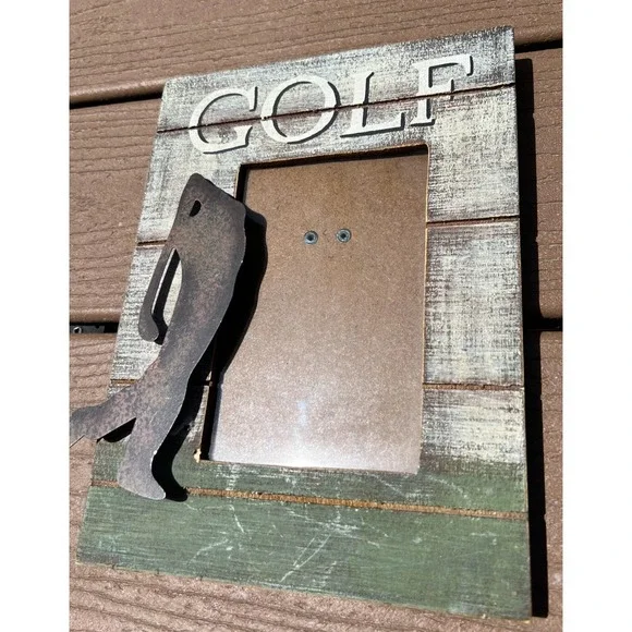 Golf Picture Frame Photo Holder‎ 4X6 Rustic Wood Farmhouse Metal 3D Tabletop