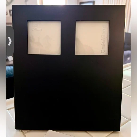 CRATE & BARREL Magnetic Chalkboard Frame  Fits 2 3x3 Photos Comes with Chalk NWT