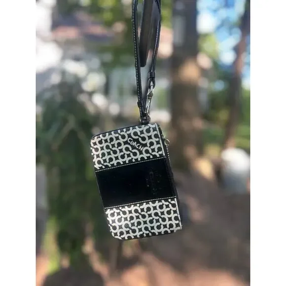 COACH Black & White Wristlet