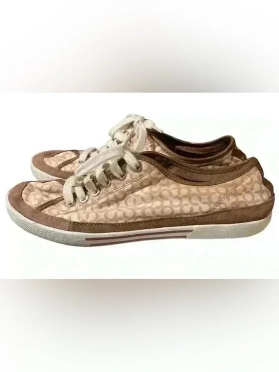 COACH Womens Edith Lace Up Signature Sneakers