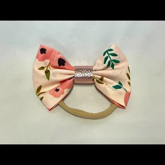 Handmade Floral Bow on stretch headband