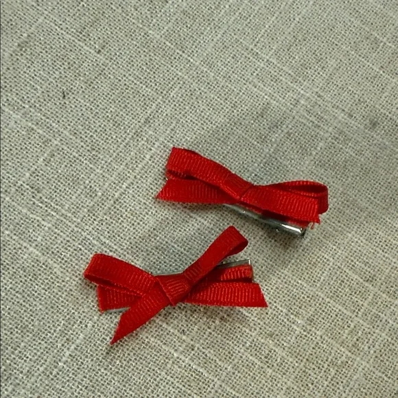 Handmade Baby Hair Clips Red Bow Set 2‎ Cute K-Pop Tokyopop Girly