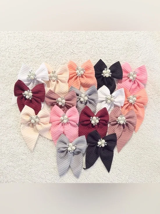 16 Pairs of Hair Ties with Imitation Pearls | Pack of 32 Fabric Tweezers New