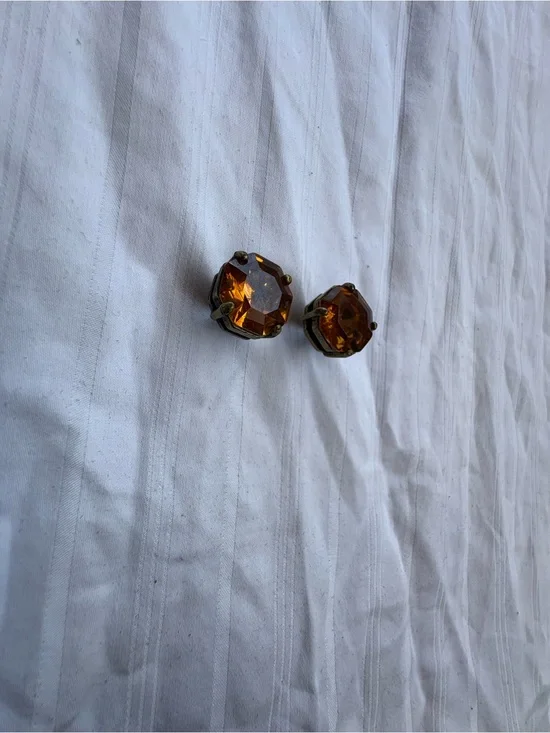 Amber Faceted Crystal Clip-On Earrings