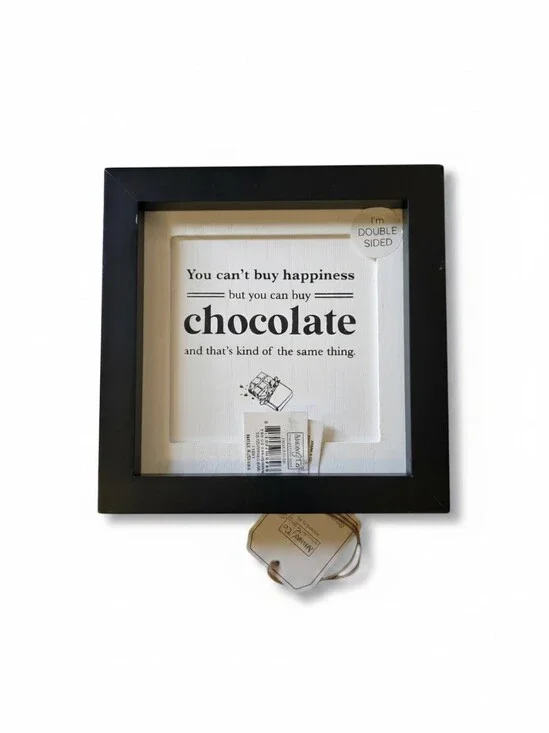 NWT Classic Black Square Picture Frame Double Sided with Chocolate & Wine Quotes