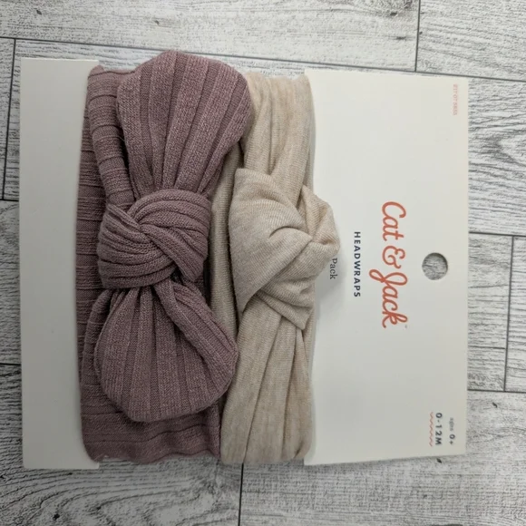 Cat & Jack Ribbed Headwraps in Mauve and Beige