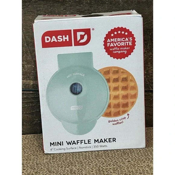 DASH Mini Maker | Waffles, Hash Browns, Chaffles | Non-Stick‎ | 4 Inch | Aqua