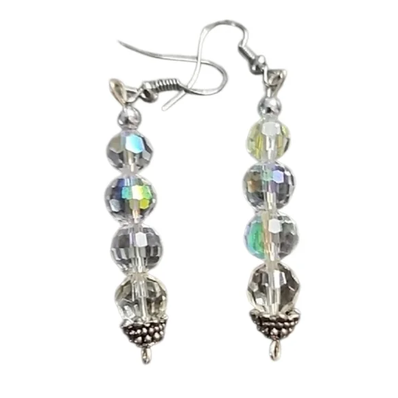 💥4 for $20💥Elegant Iridescent Clear Crystal Beaded Earrings