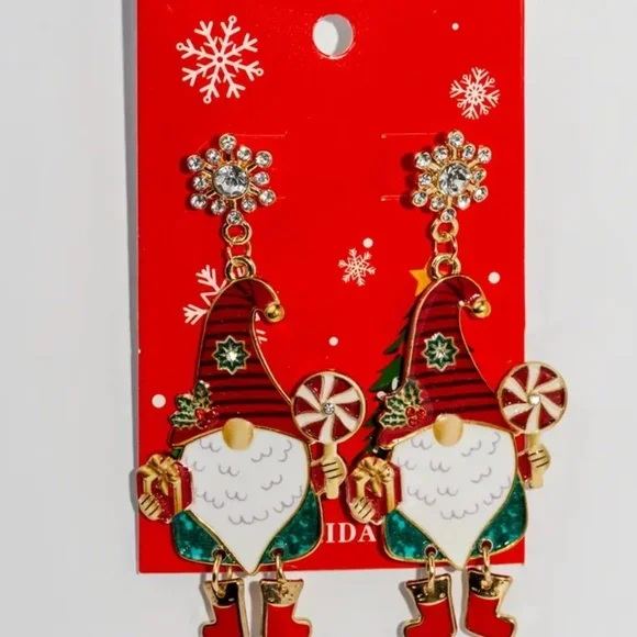 NWT! Christmas Holiday Gnome Earrings with Moving Legs!