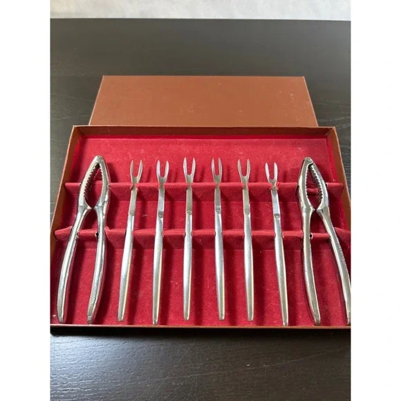 Vintage Kalmar Designs Nutcracker Seafood Tool Set 8 Piece Stainless Steel Italy