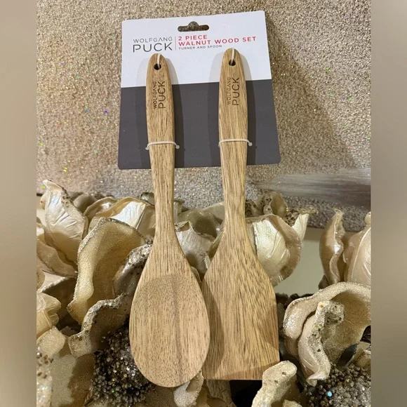 Wolfgang Puck Walnut Wood Turner and Spoon Set