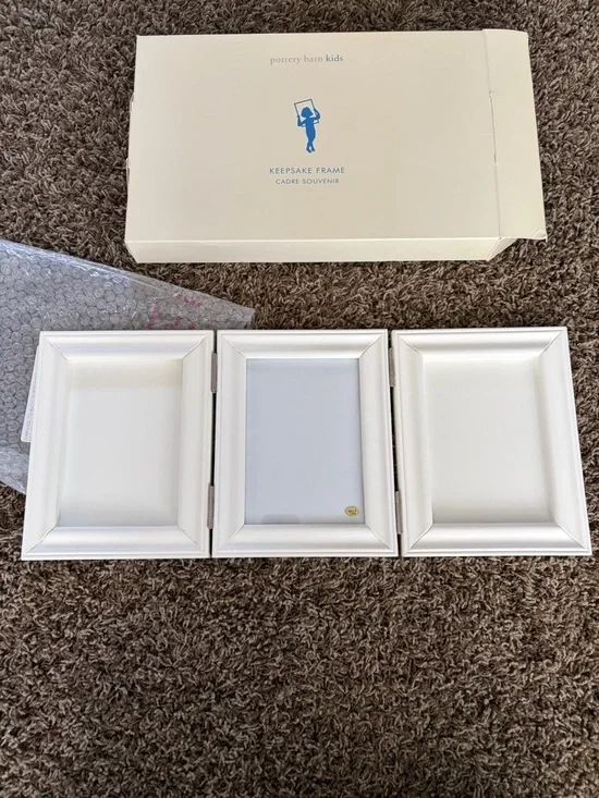 Pottery Barn Kids White Triple Hinged Keepsake Frame